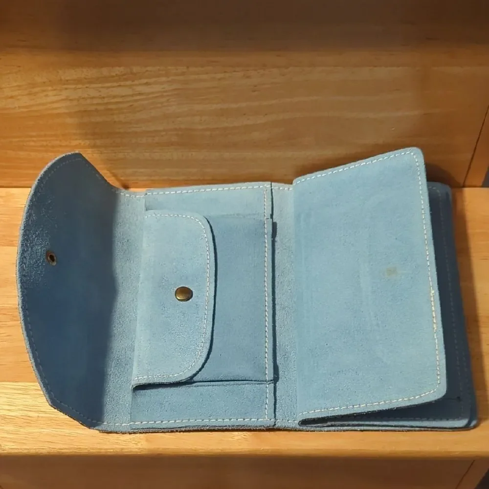 Vintage Blue Suede Women's Checkbook Wallet